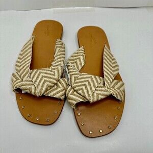 Universal Thread Louise Chevron Print Womens Knotted Slides Sandals Tan size‎ 8